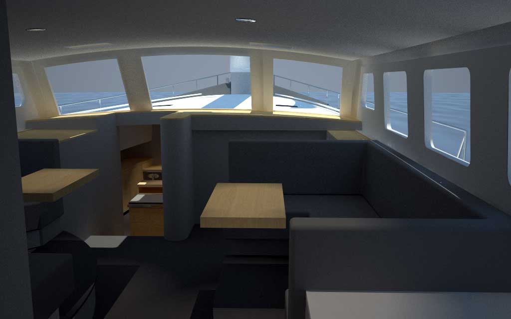 Ecolution interior rendering: salon and cockpit