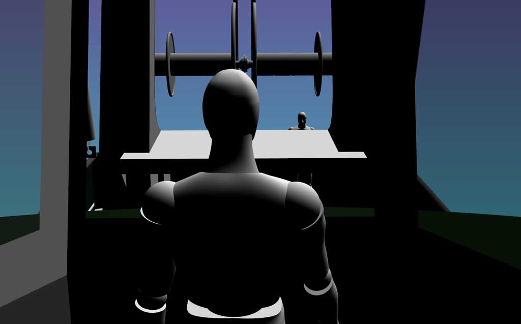 Visualisation: view from the wheelhouse down to the deck of the Grietje